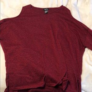 Red long sleeve off the shoulder